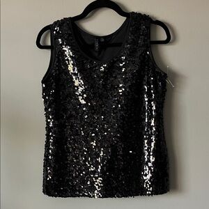 Sioni Sparkling Black Sequin Tank Top